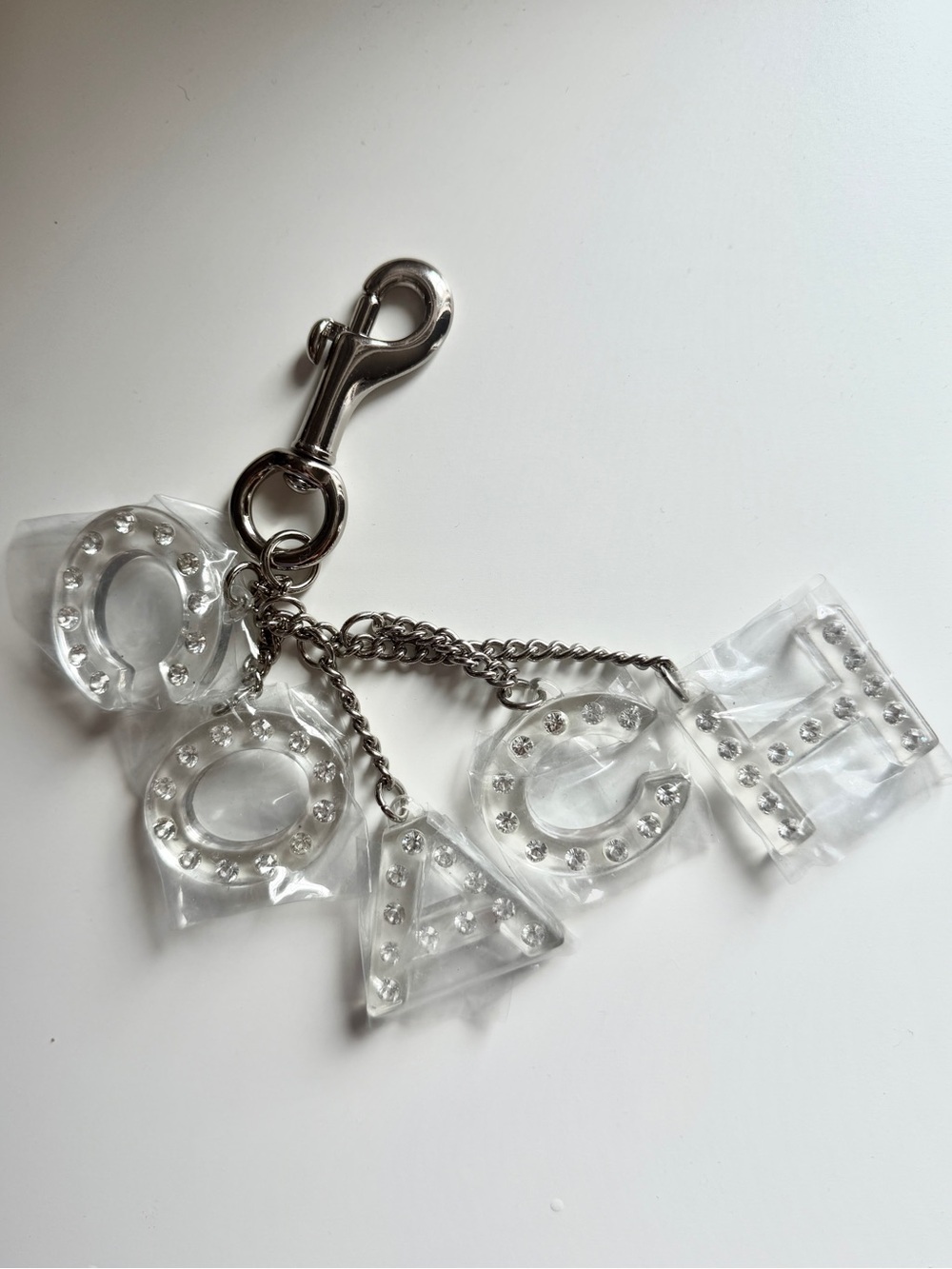 Authentic Coach Acrylic Letter Charm Keychain/Bag Charm - Silver Hardware